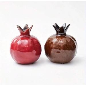 Assured Quality <b>Ceramic</b> Pomegranate <b>Vase</b> Glazed Red Modern Tabletop Decor 4-8 Inches - Product Image 4