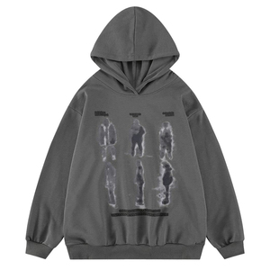 Sudadera con Capucha para Hombre, Corte Regular, Color Gris Sólido, Informal, para Invierno, 100% Algodón, Secado Rápido, Transpirable, con Bolsillo - Product Image 1
