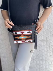 Sac à main sculpté Jacquard noir couleur fronde bohème aztèque sacs en tissu élégant sacs de vente chauds pour les femmes - Product Image 4