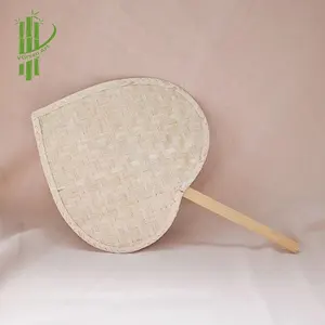 ECO FRIENDLY PRODUCTS mini fans small hand fan heart shape grass straw woven bamboo fan other wedding decorations