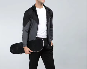 Men’s Zip Up Sports Tracksuit <b>Jacket</b> – <b>Lightweight</b> Color Block Hoodie Gym <b>Running</b> Training Sportswear Custom Logo - Product Image 3