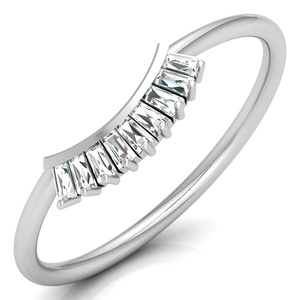 Bandas lisas de oro blanco, Ajuste de canal, forma de Baguette de 1 quilate, anillo de media eternidad de diamante Natural, joyería impermeable delicada 2025 - Product Image 2