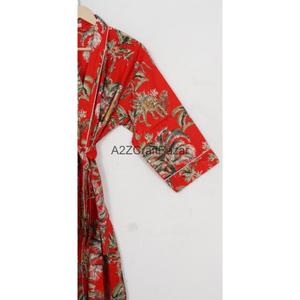 Kimono 100% Algodón con Estampado Floral, Bata Informal de Invierno y Primavera para Mujer, Cierre con Cordón, Ropa de Dormir de Verano, Vestido para la Playa - Product Image 4