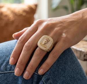 Gold Plated Championship Ring <b>Crystal</b> Rhinestone Signet Band Alloy Commemorative Jewelry for Gift Party - Product Image 1