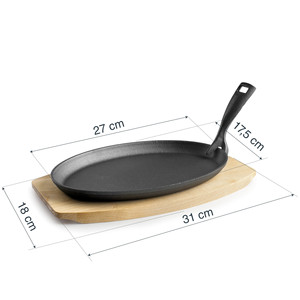 Padella ovale con manico in ghisa, superficie antiaderente per uso su piano cottura - Product Image 2