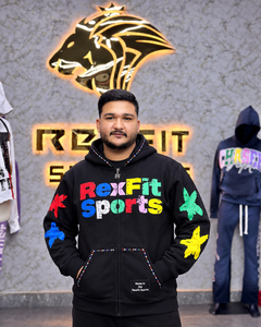 Custom unisex Black Graphic <b>Full</b> <b>Zip</b> <b>Hoodie</b> Heavyweight Fleece Streetwear Custom Logo Design OEM Wholesale Casual Fashion - Product Image 1