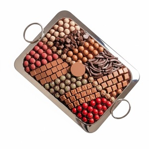Bandeja de regalo de chocolate artesanal, bandeja de metal para bombones, para bodas y todas las ocasiones, precio de fábrica, elegante bandeja de metal para servir. - Product Image 1