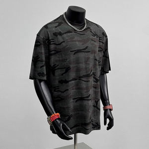 Camiseta de manga larga para hombre, talla grande, diseño personalizado con estampado de camuflaje, 100% algodón, transpirable, estilo vintage, lavado ácido. - Product Image 5