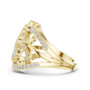 Yellow Gold Diamond Cluster <b>Ring</b> Round Brilliant Cut Luxury Women's Engagement <b>Ring</b> - Product Image 2