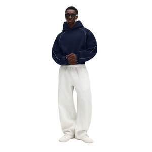 Sudadera con Capucha Premium para Hombre, Talla Grande, con Ribete en Contraste, Forro Polar Ecológico, Resistente al Viento, 280g, Logotipo Personalizado, Costura Invertida - Product Image 5