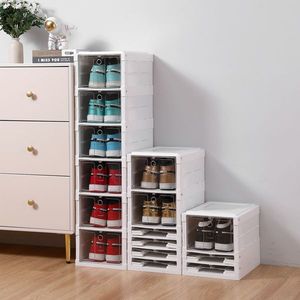 Organizzatore per Scarpe Impilabile a 6 Livelli in Plastica Bianca, Contenitori Pieghevoli per Sneaker, Portascarpe per Armadio - Product Image 3