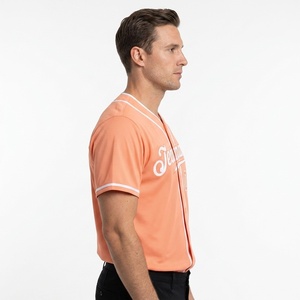 Custom Men's Orange Baseball Jersey <b>Short</b> Sleeve <b>Mesh</b> Breathable Button Front Team Name Print Regular Fit All Seasons Apparel - Product Image 2