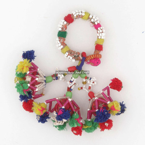 Indian Banjara Boho Mirror <b>Beads</b> Bag/Curtain/Dress Jewelry Tassels Antique Gypsy <b>Bracelet</b> vintage tribal pom pom tassel <b>bracelet</b> - Product Image 6