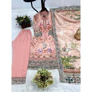 Beautiful Cotton <b>Top</b>-Bottom and Fancy Dupatta for Parties Elegant Salwar Kameez Ensemble - Product Image 2