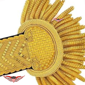 Adornos de bordado con flecos, hilo de bullion, hilo de Mylar, alta calidad personalizable, pares de epaulettes franceses de Napoleón, color dorado - Product Image 3