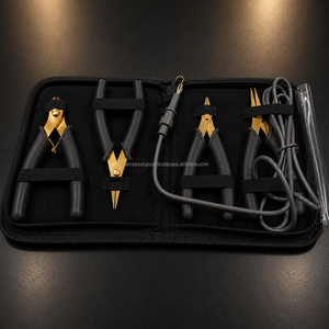 Professional 4PCS Black Permanent Jewelry Making Tool Kit Flush <b>Cutter</b> Long Nose Short Nose Grounded Pliers - Product Image 2