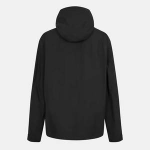 Veste coupe-vent imperméable à capuche pour homme, noire unie, enduite de PU, fermeture éclair décontractée, pour l'automne - Product Image 5