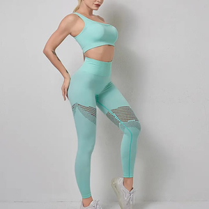 Ensemble de yoga pour femmes, couleur unie, haut de sport taille haute, short d'entraînement, personnalisable, grandes tailles, imperméable, écologique - Product Image 2