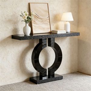 Consolle moderna a O con specchio, tavolo da divano con contenitore e scrivania d'ingresso - Product Image 1