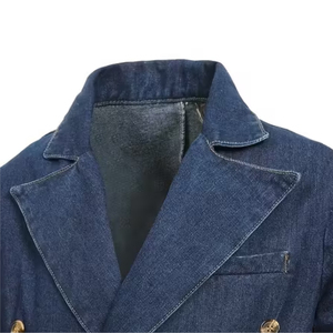 Turn Down Notched Collar Long Sleeve Double Breasted Men's <b>Denim</b> <b>Coats</b> Top Choice Premium Selling Warm Knitted <b>Denim</b> <b>Coat</b> Male - Product Image 5