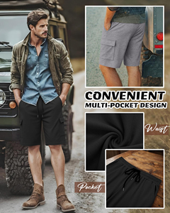 Shorts de sport décontractés pour hommes de haute qualité, personnalisables avec logo, en coton 100 %, coupe oversize, pour l'été et la gym - Product Image 5