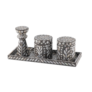 Ensemble de luxe en nacre avec 2 pots, pièce décorative et plateau pour cadeaux de Ramadan et de l'Aïd en provenance du Vietnam - Product Image 1