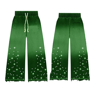 Pantalones Anchos Personalizados para Hombre, Cintura Elástica con Cordón, Estampado Moderno con Degradado de Color, Transpirables, Ligeros, de Algodón - Product Image 6