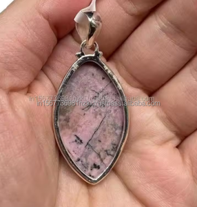 Colgante de rodonita, colgante de plata de ley 925, colgante de piedras preciosas de rodonita, joyería de plata hecha a mano, joyería de Rodonita Love Her - Product Image 6