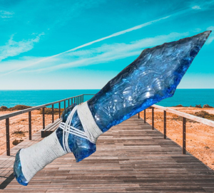 Épée rituelle en obsidienne aquatique : Lame en pierre précieuse artisanale, objet de collection - Product Image 4