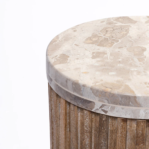 <b>Solid</b> <b>Wood</b> End <b>Table</b>, Handmade Rustic Accent <b>Table</b> for Bedroom and Living Room With Marble <b>Top</b> - Product Image 6