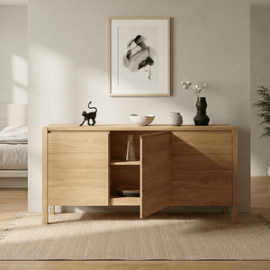Commode convertible Sienna en bois de teck massif, design minimaliste et écologique, pour salon de style farmhouse - Product Image 6