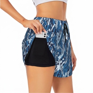 Pantalones Cortos Deportivos con Estampado de Camuflaje para Mujer, con Bolsillos, Cintura Media, Cordón Ajustable, de Secado Rápido, Tejido de Spandex y Poliéster - Product Image 5