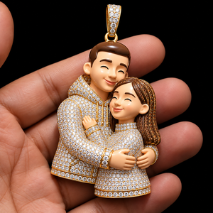 Custom Family Pendant Diamond Charms 3D Couple Jewelry Gold Plated Unisex Gift Charm for Wedding Party - Product Image 4