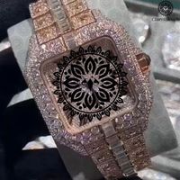 Montre de luxe Charm_Jewells en acier inoxydable 40 mm, analogique, mécanique, date automatique, étanche 10 bars, accents diamantés, mode masculine