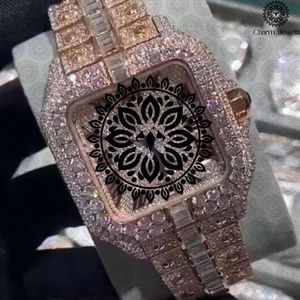 Montre de luxe Charm_Jewells en acier inoxydable 40 mm, analogique, mécanique, date automatique, étanche 10 bars, accents diamantés, mode masculine - Product Image 1