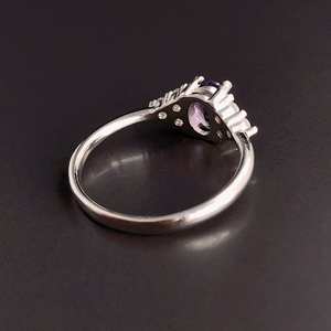 Anillo de compromiso, promesa, boda o aniversario Grace Amethyst de plata de ley, piedra de nacimiento de febrero, regalo para mujer - Product Image 3