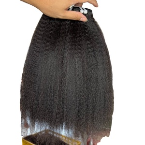 Vente en gros de paquets de cheveux crépus lisses, paquets de cheveux Yaki à cuticules alignées, paquets de cheveux humains brésiliens vierges 10A Grade 30 pouces - Product Image 5