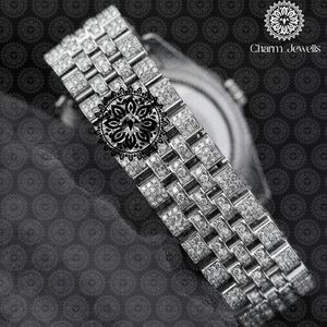 Charm_Jewells Luxury Vintage Men's Stainless Steel Watch 40mm Square Case Analog Mechanical Movement <b>Chronograph</b> Diamond Accents - Product Image 3