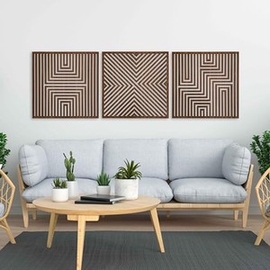 Ensemble d'art mural abstrait minimaliste rectangulaire en bois d'acacia |   Décorations murales en bois artisanales par Aqudus Saleem Wholesale - Product Image 2