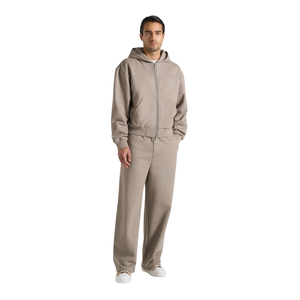 Mens Full <b>Zip</b> <b>Hooded</b> Eco-Friendly Breathable Tracksuit Wide Leg Trousers Regular Fit Side Pockets Casual Two Piece Wholesale - Product Image 1