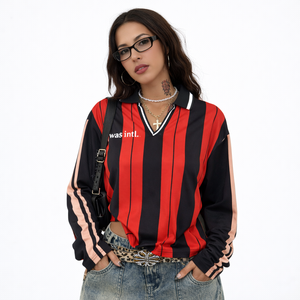 เสื้อฟุตบอลแบบยูนิเซ็กส์ทรงเรโทรขนาดใหญ่พิเศษ ระบายอากาศได้ดี คอวี แขนสั้น ย้อมสี ทรงบ็อกซี่ ครอป แบบ B2B เสื้ออเมริกันฟุตบอล - Product Image 5