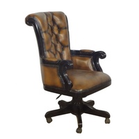 Chaise de bureau de direction de style européen avec pivot, chaise de bureau classique en cuir avec roulettes pour le mobilier de bureau à domicile