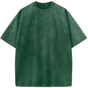 Vintage <b>Acid</b> Wash T-Shirt Men Women - Oversized <b>Drop</b> Shoulder Streetwear Tee - Custom Logo Heavyweight Cotton Retro T-Shirts - Product Image 2