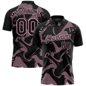 Maillot de football personnalisé sublimé noir rose à imprimé géométrique, manches courtes, coupe classique, anti-humidité, unisexe, adulte, style polo - Product Image 1