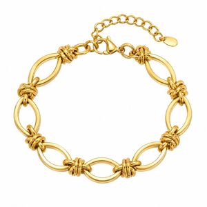 Knot <b>Bracelet</b> with Hollow Interlocking Link Stainless Steel for Women Chunky Statement Jewelry - Product Image 3