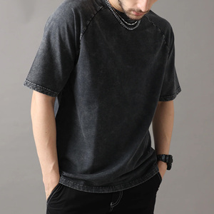 T-shirt pour homme en coton 100% biologique, lavage à l'acide, haute qualité, prix bas, avec logo personnalisé et couleur unie - Product Image 4