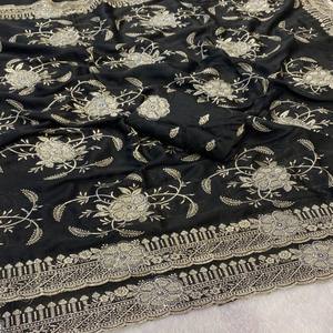 Sari VASTRA COTTAGE Premium Star Georgette con Bordado Floral Intrincado y Trabajo de Zari Brillante - Product Image 2