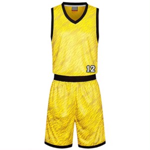 Conjunto de Camiseta de Baloncesto Amarilla sin Mangas con Cuello en V, Impresión Digital, Nombre del Equipo Personalizado, Resistente al Viento, Ecológico, Transpirable y de Secado Rápido - Product Image 2