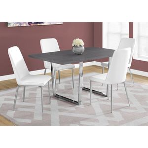 Tavolo da Pranzo Rettangolare Contemporaneo 60 Pollici per Cucina e Sala da Pranzo, Laminato Grigio con Metallo Cromato, Stile Moderno - Product Image 4