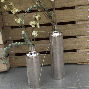 S/2 Aluminium Texture Bouteille Vases Nickel Finition Intérieur Extérieur Vaisselle Décorative Plateaux De Service - Product Image 1